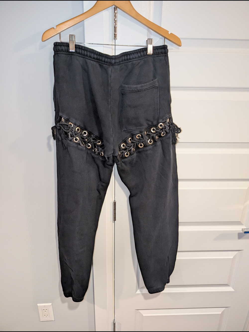 Aspen Sweatpants in Jet Black Lace-up Detail